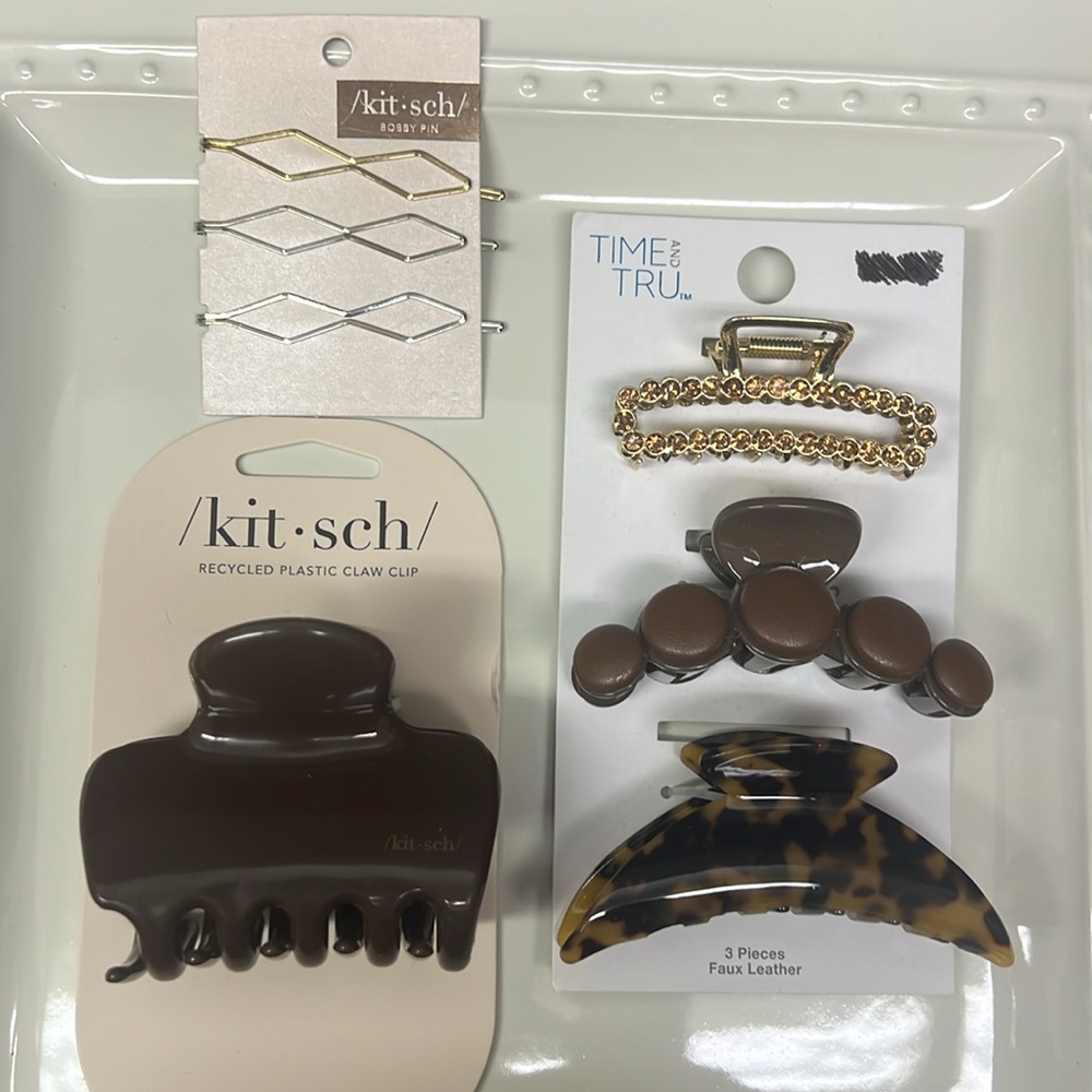 NEW! Kitsch Claw Clip, Bobby Pins and Time and Tru Hair Clips Set